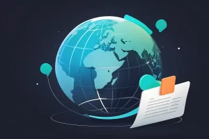 Ilustración de un globo terráqueo con documentos legales listos para apostilla internacional.